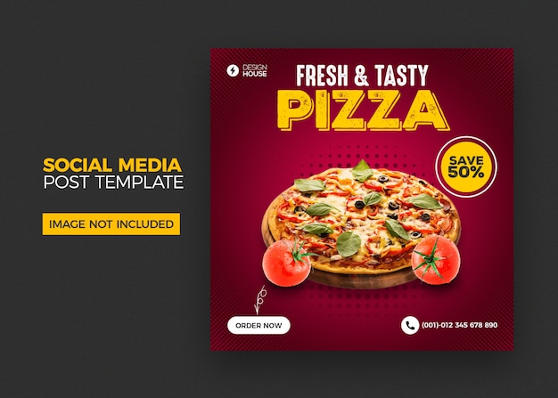 Modèle de publication de médias sociaux de pizza