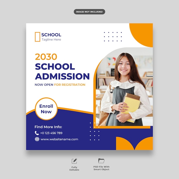Modèle de publication sur les médias sociaux pour l'admission à l'école