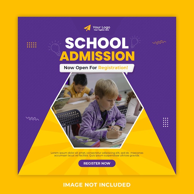 Modèle de publication sur les médias sociaux pour l'admission à l'école