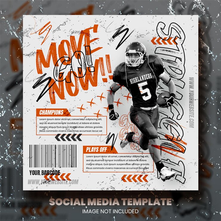 PSD modèle de publication sur les médias sociaux pour une affiche de football américain