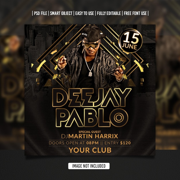 Modèle De Publication Sur Les Médias Sociaux Pour Anniversaire Dj Party Flyer Psd Premium