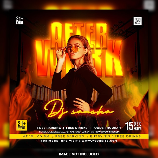 Modèle de publication sur les médias sociaux pour flyer de soirée DJ