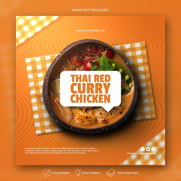 Modèle de publication sur les médias sociaux de promotion de la cuisine asiatique