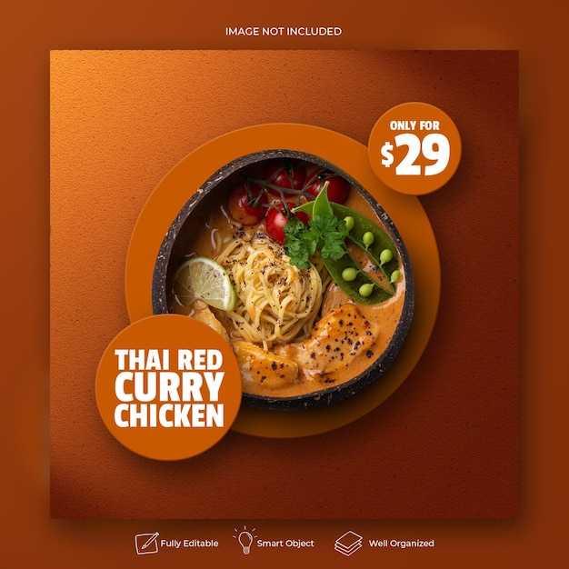 Modèle de publication sur les médias sociaux de promotion de la cuisine asiatique