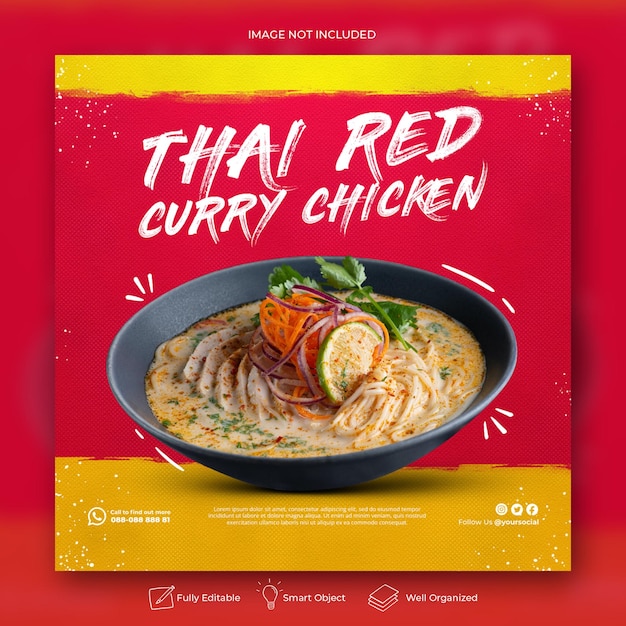 Modèle de publication sur les médias sociaux de promotion de la cuisine asiatique