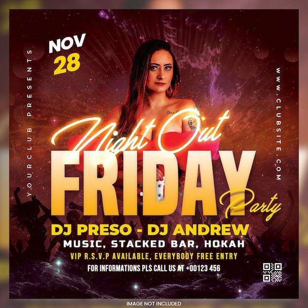 Modèle De Publication Sur Les Médias Sociaux PSD Gratuite Club DJ Party Flyer