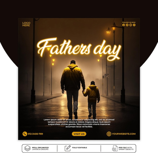 Modèle De Publication Sur Les Médias Sociaux Psd Happy Father's Day