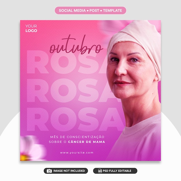 Modèle de publication sur les médias sociaux psd modifiable octuber rose cncer de mama