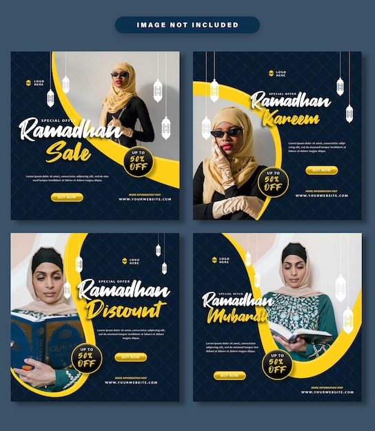 modèle de publication sur les médias sociaux de publicité de vente du ramadan