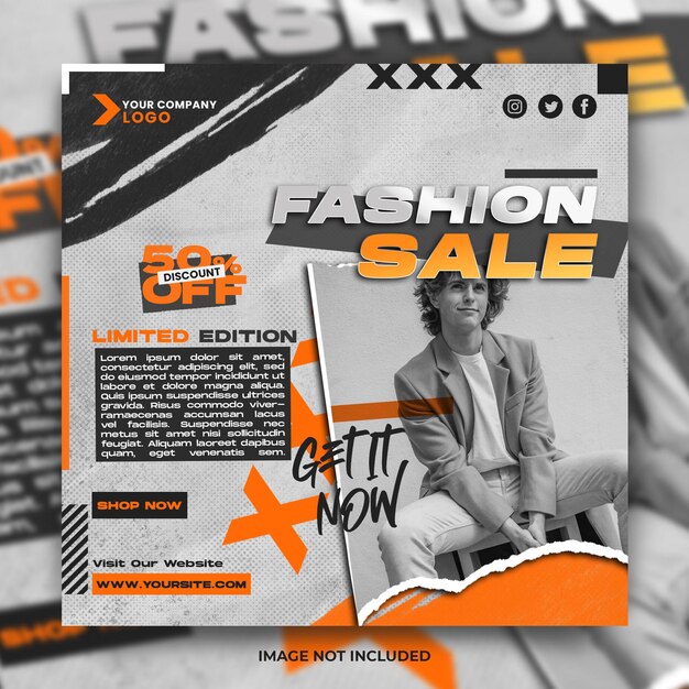 Modèle de publication de médias sociaux streetwear de vente de mode