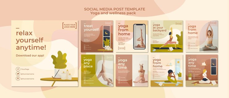 PSD modèle de publication de médias sociaux de yoga
