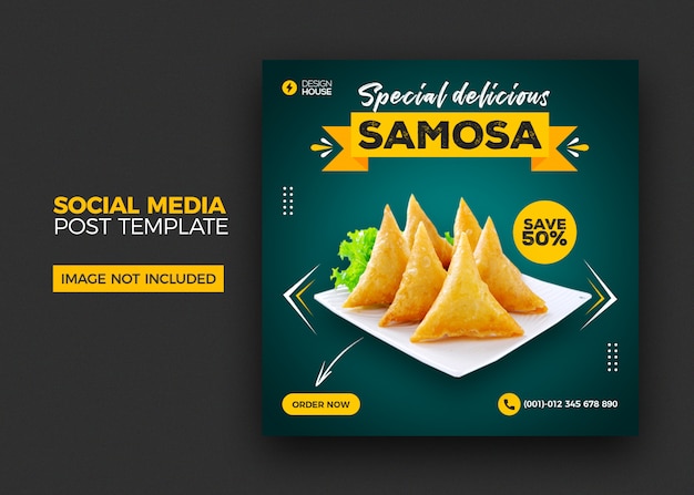 Modèle De Publication De Menu Alimentaire Et Restaurant Samosa Sur Les Médias Sociaux