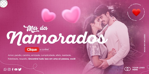 PSD modèle de publication pour la célébration de dia dos namorados au brésil
