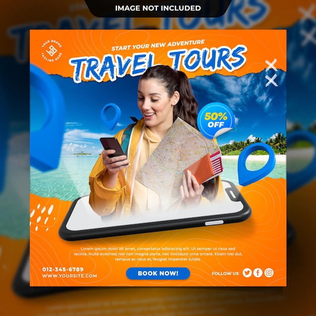 Modèle de publication sur les réseaux sociaux de l'agence Travel Tours