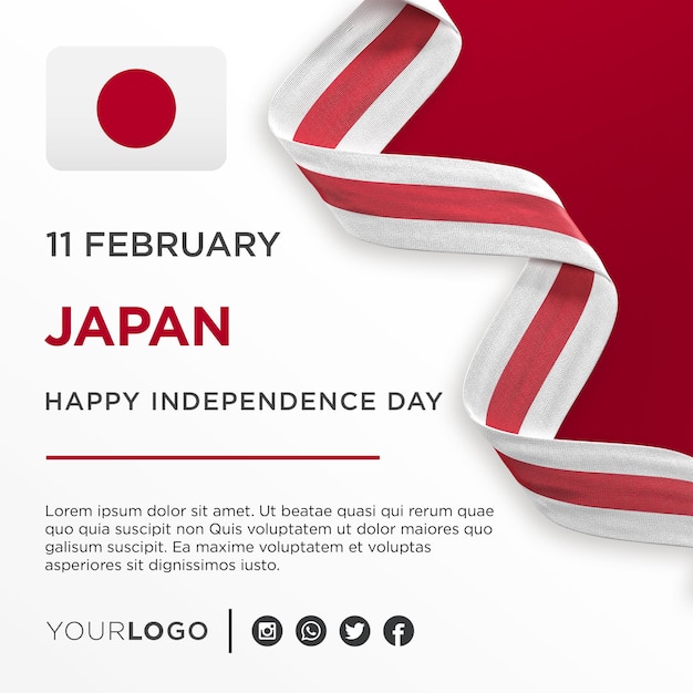 Modèle De Publication Sur Les Réseaux Sociaux De La Bannière De Célébration De La Fête De L'indépendance Nationale Du Japon