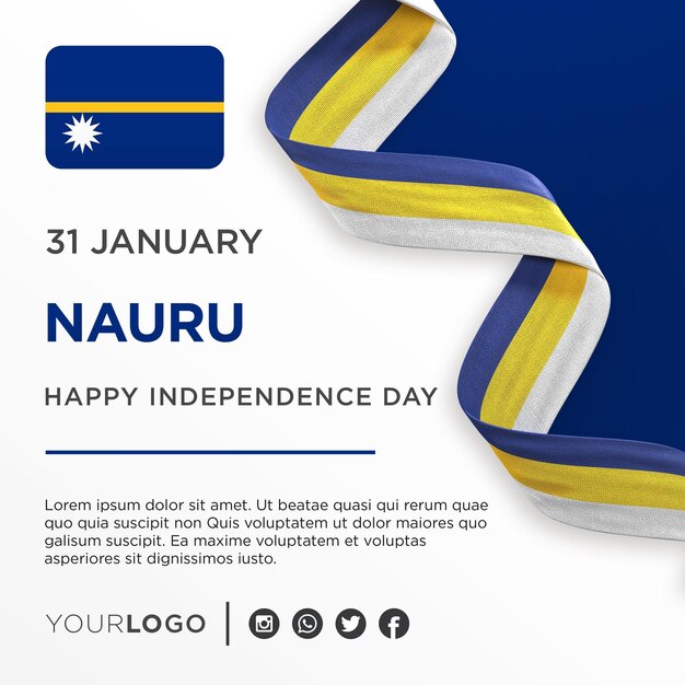 Modèle de publication sur les réseaux sociaux de bannière de célébration de la fête nationale de l'indépendance de Nauru
