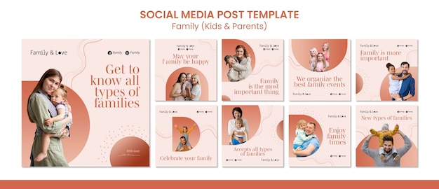 Modèle de publication sur les réseaux sociaux de conception familiale