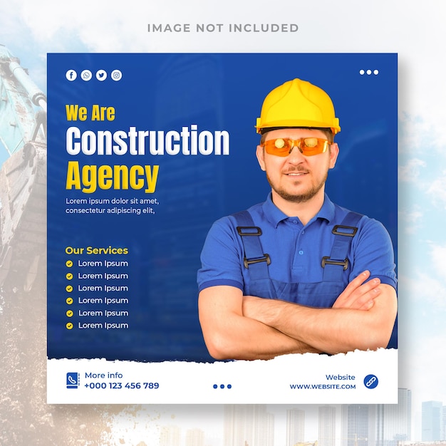 Modèle de publication sur les réseaux sociaux de construction