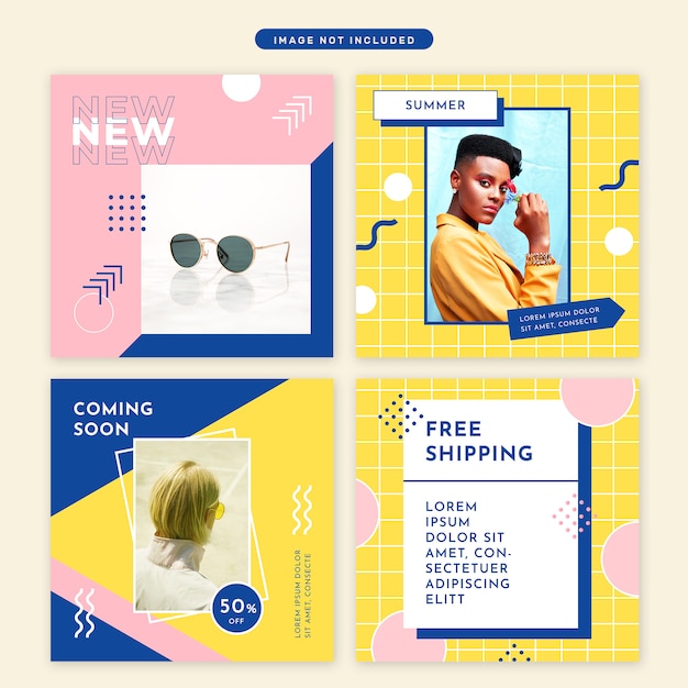 Modèle de publication sur les réseaux sociaux dans le style de memphis