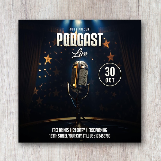 Modèle De Publication Sur Les Réseaux Sociaux Du Flyer Carré De Podcast