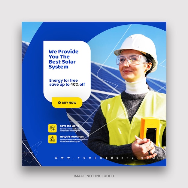 Modèle de publication sur les réseaux sociaux de l'énergie solaire renouvelable