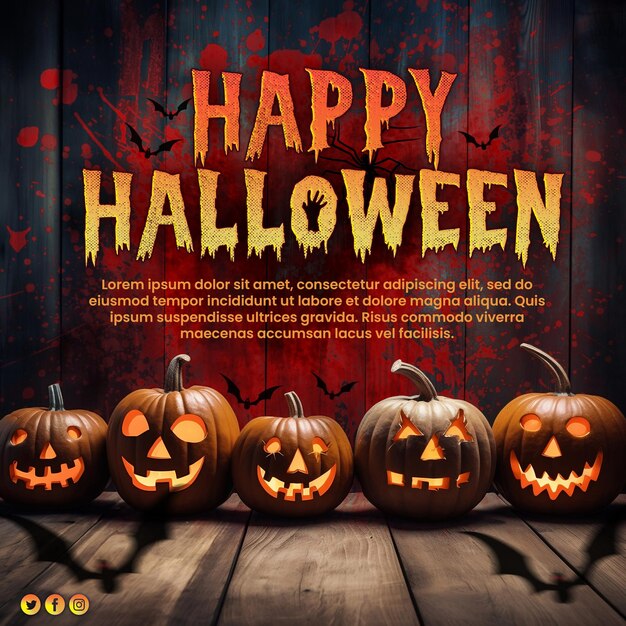 Modèle De Publication Sur Les Réseaux Sociaux De Flyer De Nuit D'horreur Joyeux Halloween Psd