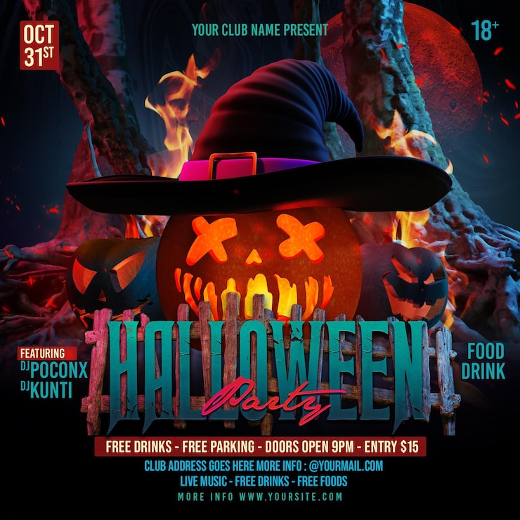 PSD modèle de publication sur les réseaux sociaux halloween night party
