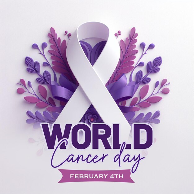 Modèle De Publication Sur Les Réseaux Sociaux De La Journée Mondiale Du Cancer Avec Un Arrière-plan 3d