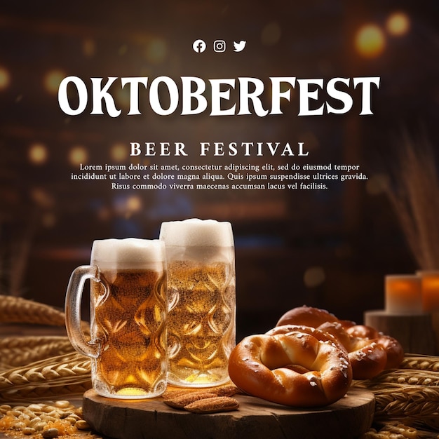 Modèle de publication sur les réseaux sociaux de l'Oktoberfest