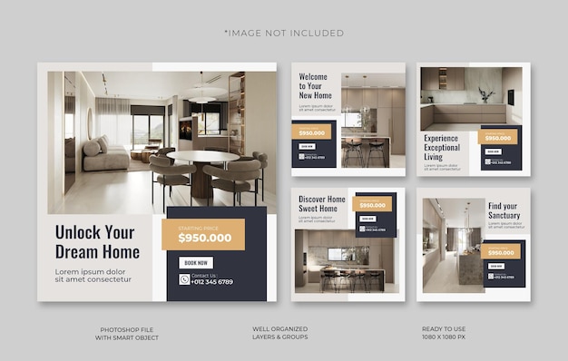 PSD modèle de publication sur les réseaux sociaux pour les appartements de luxe