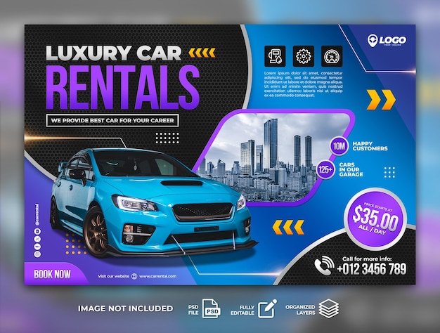 Modèle de publication sur les réseaux sociaux pour le dépliant de vente de voitures