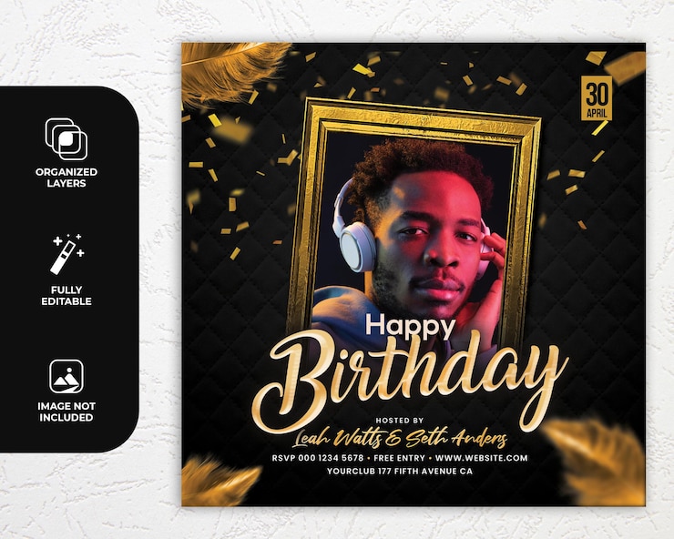 PSD modèle de publication sur les réseaux sociaux pour une fête d'anniversaire ou une fête d'anniversaire psd