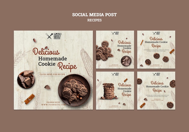 PSD modèle de publication sur les réseaux sociaux de recette de cookie