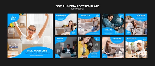 PSD modèle de publication sur les réseaux sociaux technologiques