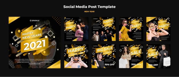 Modèle de publication sur les réseaux sociaux de vente du nouvel an