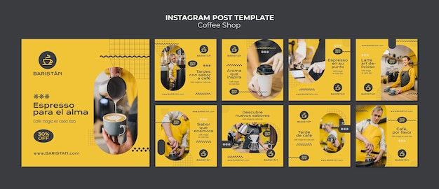 Modèle de publications instagram de café