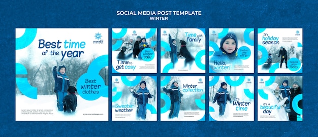 Modèle de publications instagram de conception d'hiver