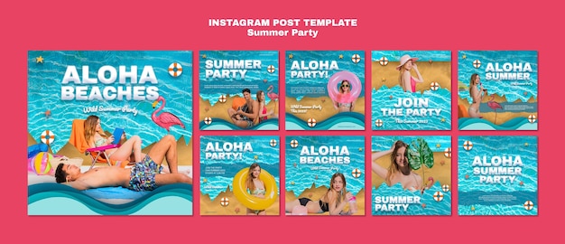 PSD modèle de publications instagram de fête d'été