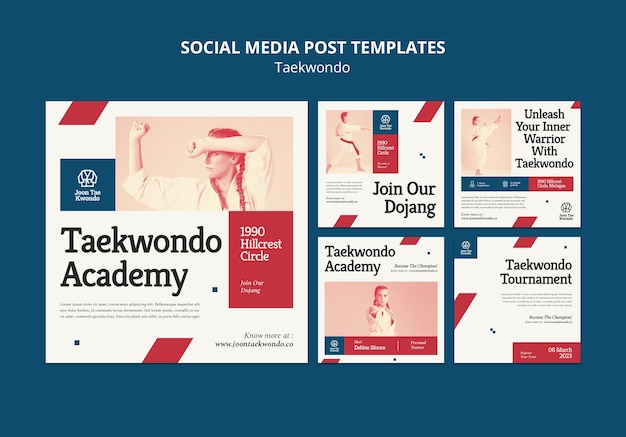 PSD modèle de publications instagram de pratique minimale de taekwondo