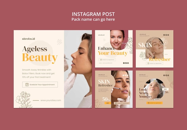 PSD modèle de publications instagram de remplissage de botox
