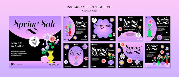 PSD modèle de publications instagram de vente de printemps