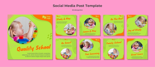 Modèle de publications sur les médias sociaux de la maternelle