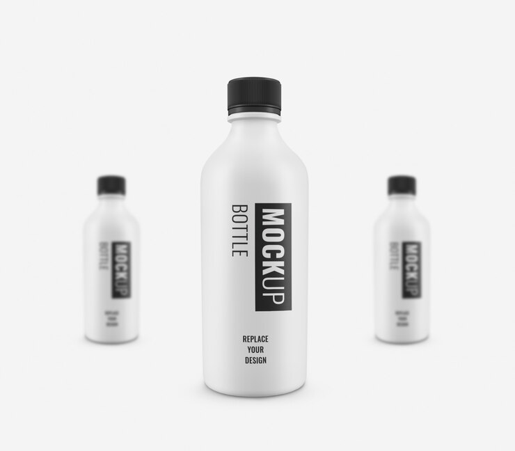 PSD modèle de publicité de bouteille blanche réaliste