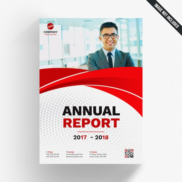 Modèle de rapport annuel ondulé rouge