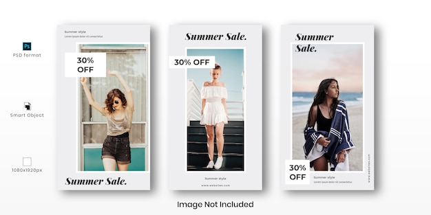Modèle de récits instagram de vente d'été