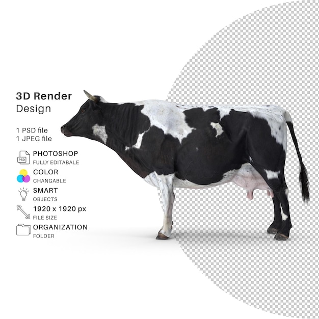 Modèle De Rendu 3d De Vache