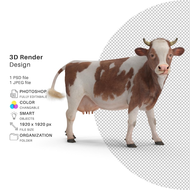 Modèle De Rendu 3d De Vache