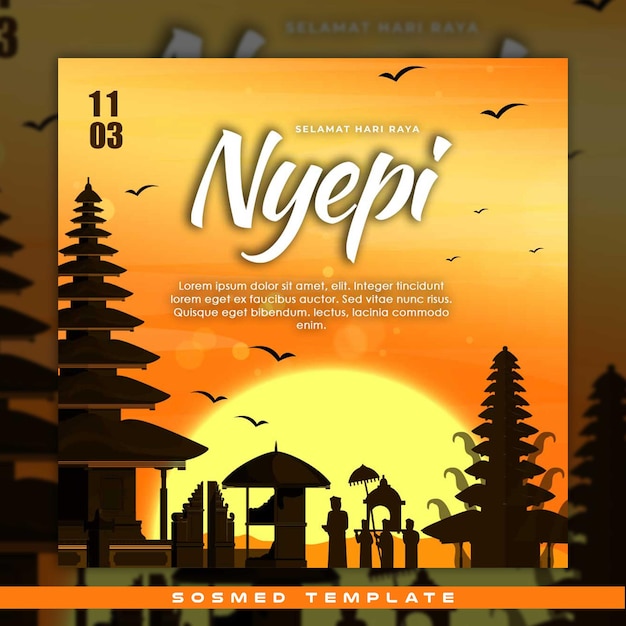 Modèle de réseau social Nyepi avec un arrière-plan élégant