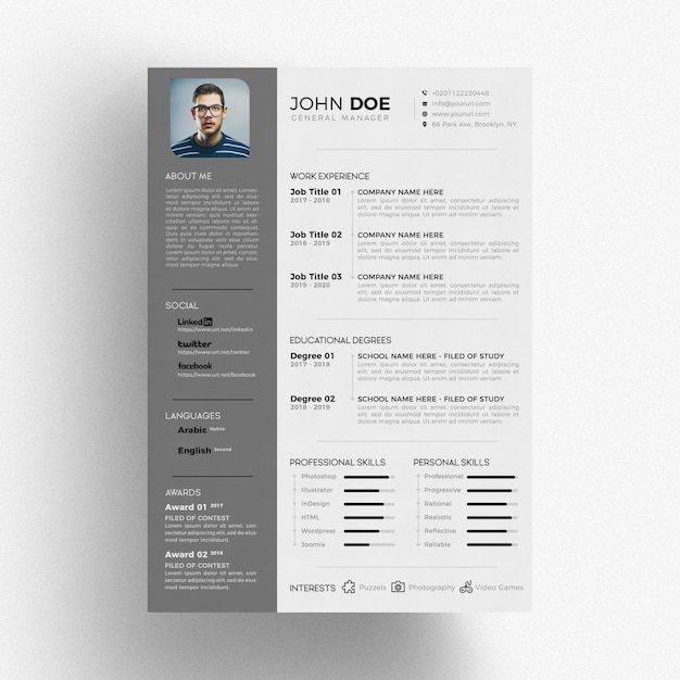 PSD modèle de résumé gris