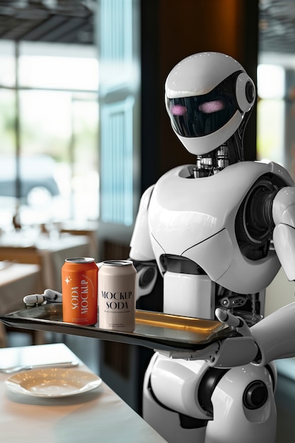 Modèle de robot servant de la nourriture et des boissons